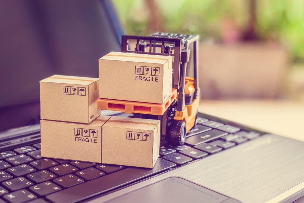 supply boxes on a laptop computer